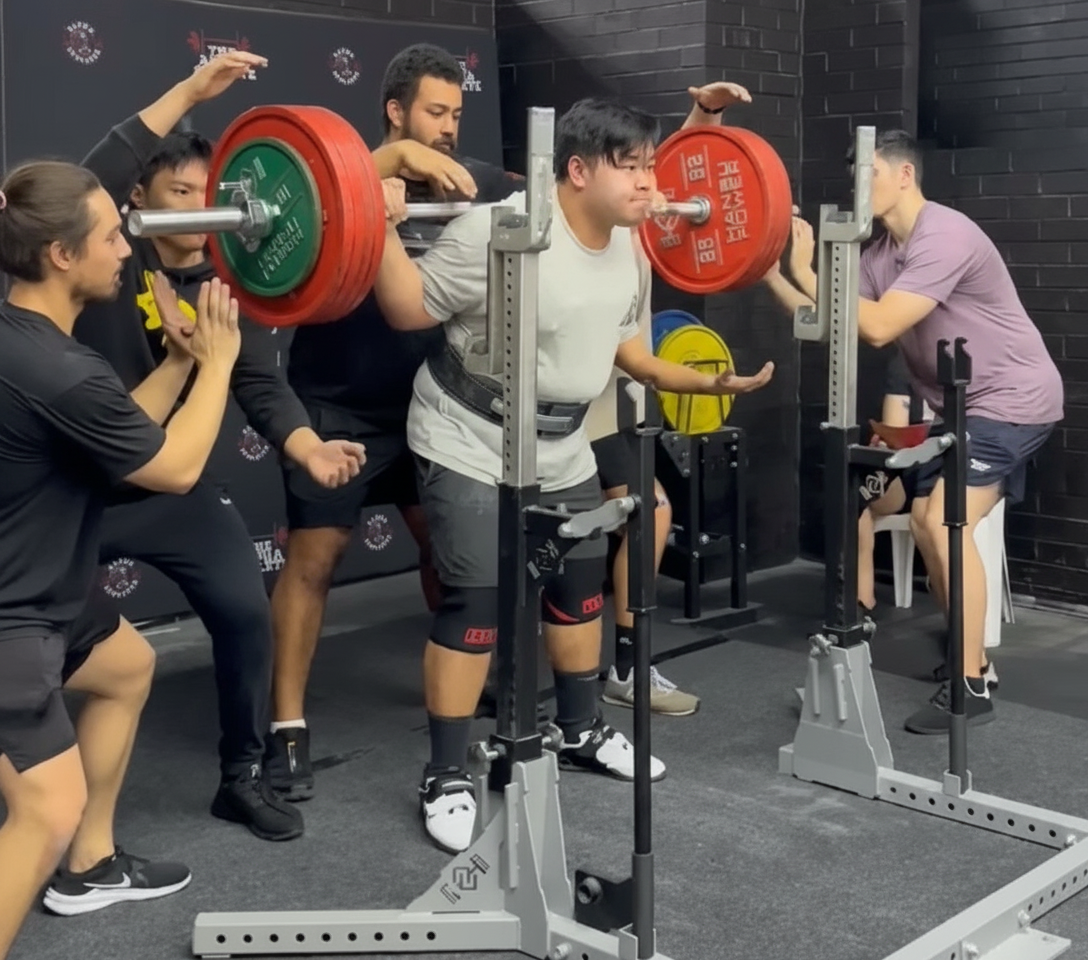 Team training session with squat